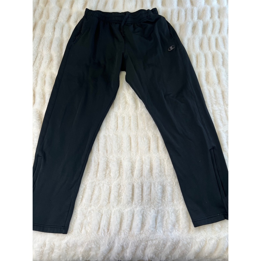 Champion Mens Black Authentic Athleticwear Track Pants Ankle Zip Size L